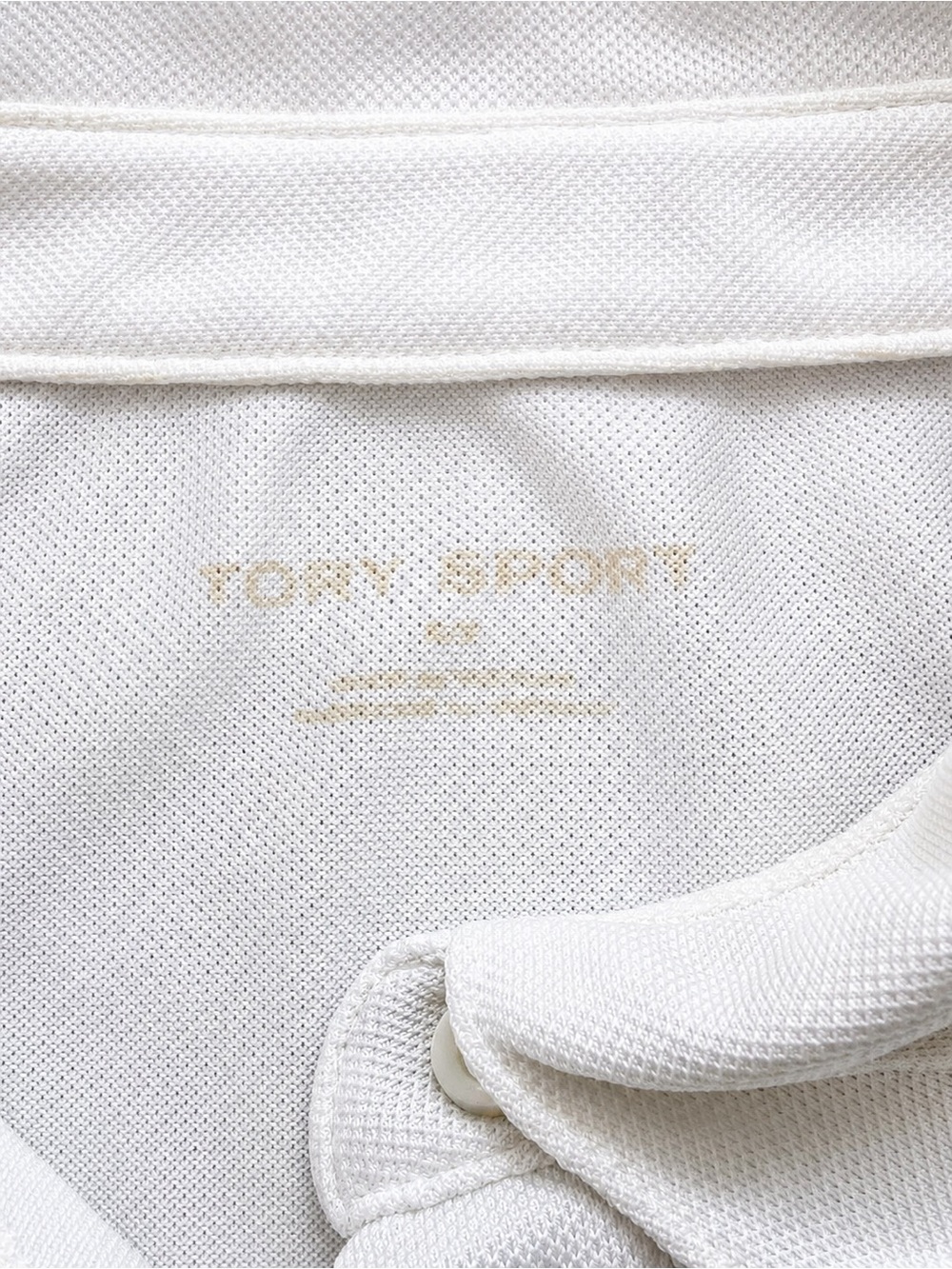 Tory Burch Tory Sport White Sleeveless Polo Top Navy Ruffle Trim Size S Athletic - Picture 3 of 4